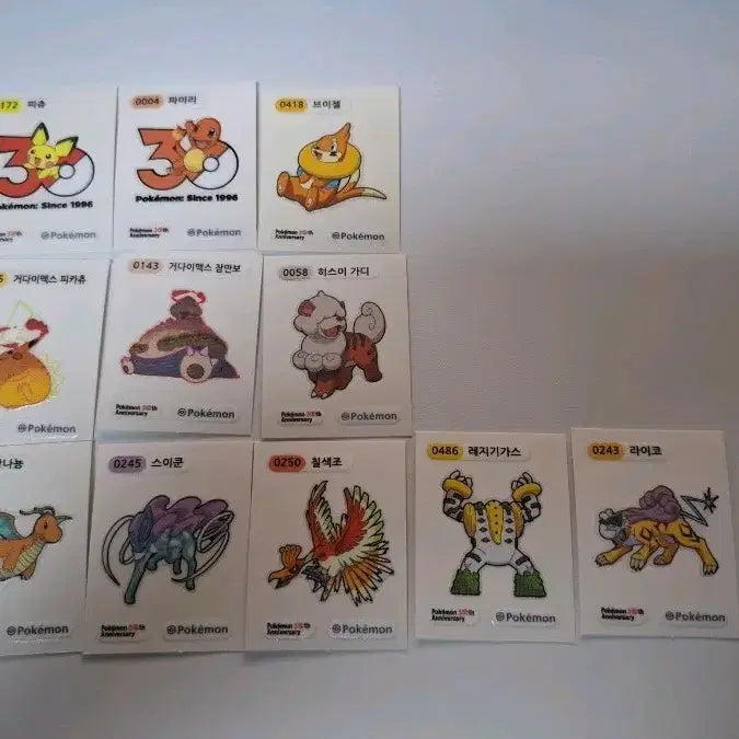 [BUNJANG] Pokemon 30th Anniversary Sticker Bundle (11 pcs) / 포켓몬 30주년 띠부씰 11장 일괄