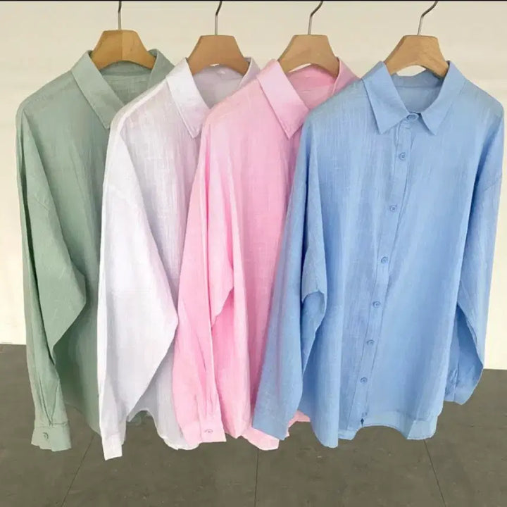 [BUNJANG] Cotton Linen Long Loose Fit Shirt / 코튼 린넨 롱 루즈핏 셔츠 남방