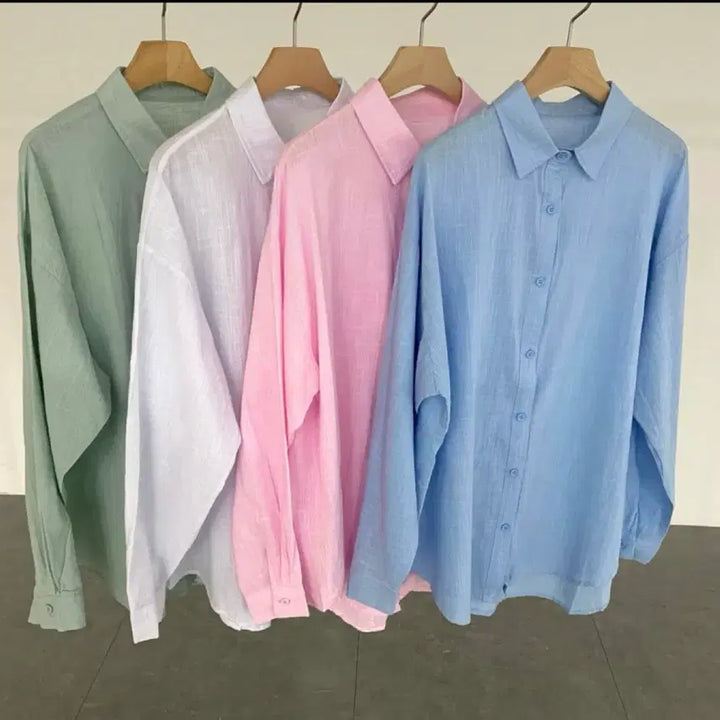 [BUNJANG] Cotton Linen Long Loose Fit Shirt / 코튼 린넨 롱 루즈핏 셔츠 남방