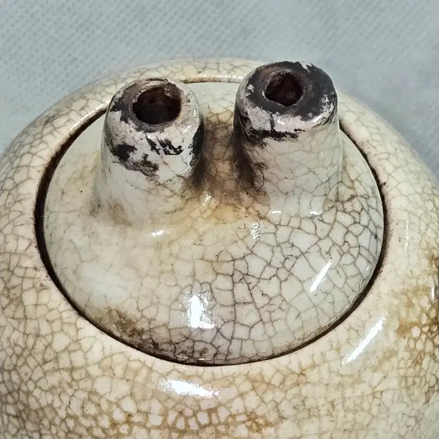 [BUNJANG] 1940s-1960s White Porcelain Double-Wick Oil Lamp / 40-60년대 맑은마음 밝은세상.불조심.장작가마 백자 도자기 쌍심지 등잔