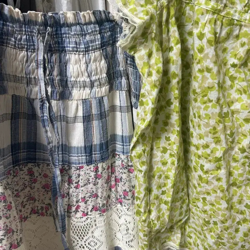 [BUNJANG] Vintage Patchwork Mori Girl Dress Skirt / 빈티지 패치워크 가로패치 모리걸 원피스 스커트
