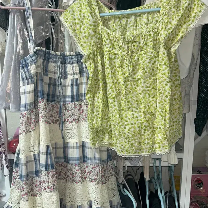 [BUNJANG] Vintage Patchwork Mori Girl Dress Skirt / 빈티지 패치워크 가로패치 모리걸 원피스 스커트