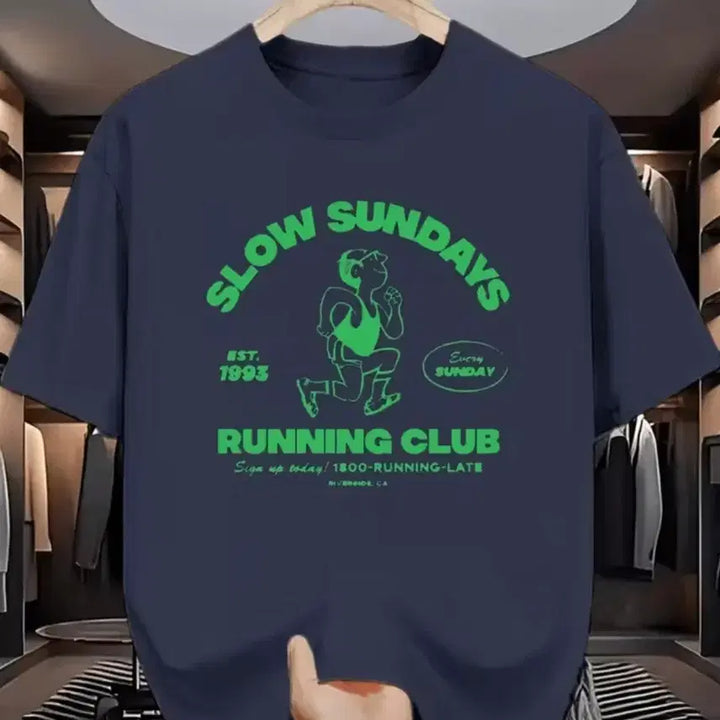 [BUNJANG] Slow Sundays Running Club Short Sleeve T-Shirt Navy / 슬로우 선데이즈 러닝 클럽 반팔 티셔츠 네이비