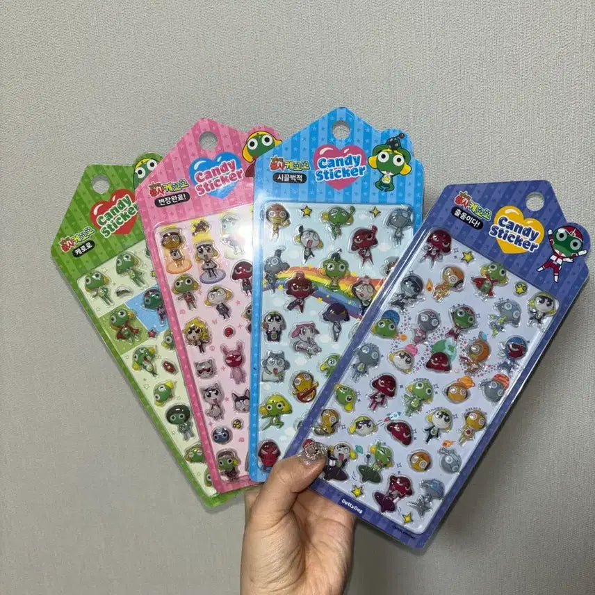 [BUNJANG] Keroro The Frog General Candy Stickers (Set of 4) / 개구리중사케로로 봉봉 캔디 스티커 4종 새상품