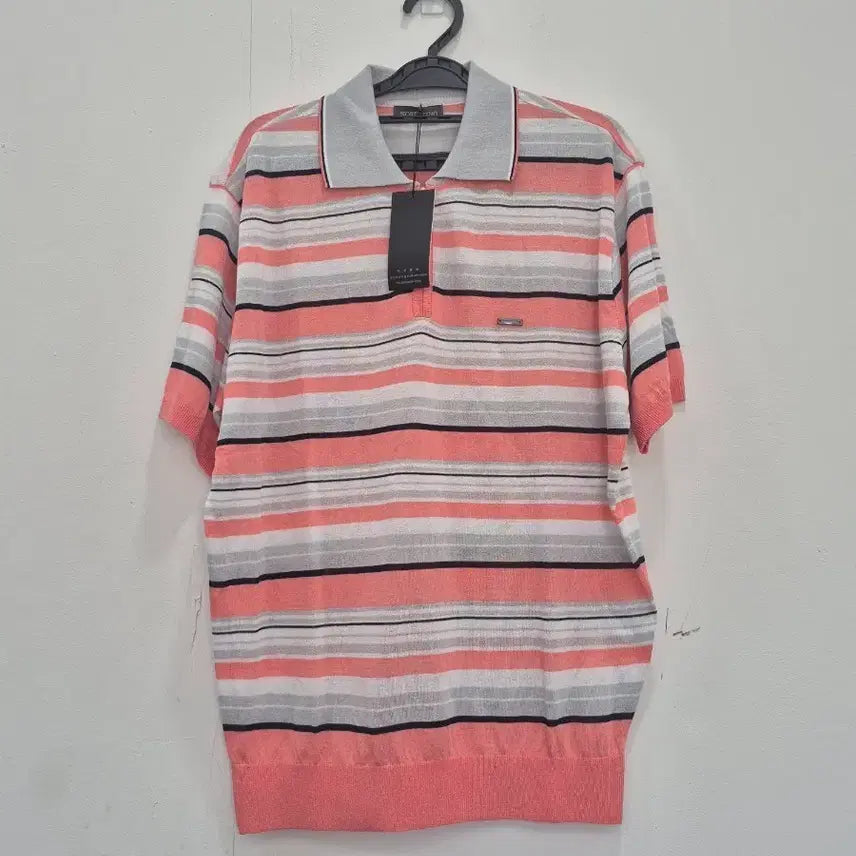 [BUNJANG] Sorentino Half-Zip Short-Sleeve Polo Knit (Stripe) / [105] 새상품 소렌티노 톡톡한 반집업 반팔 카라 니트 스트라이프