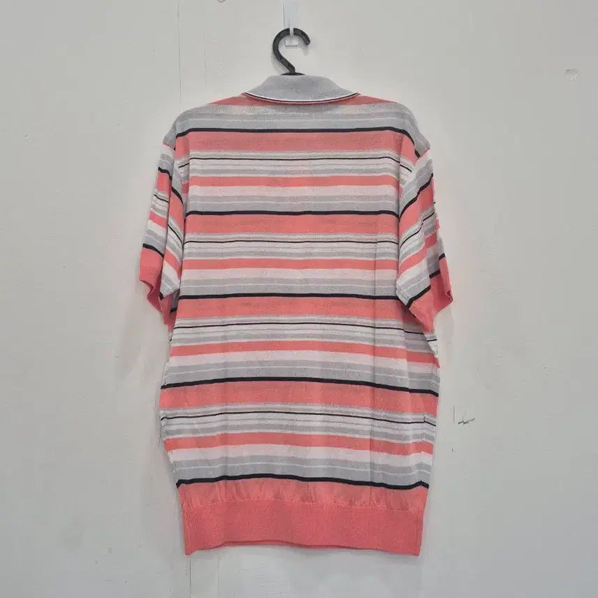 [BUNJANG] Sorentino Half-Zip Short-Sleeve Polo Knit (Stripe) / [105] 새상품 소렌티노 톡톡한 반집업 반팔 카라 니트 스트라이프