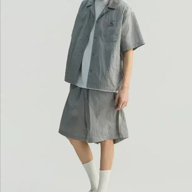 [BUNJANG] IRO Metal Nylon Ventil Short Sleeve Shirt and Shorts Set / IRO 메탈나일론벤틸 반팔셔츠 셋업