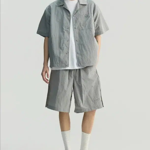 [BUNJANG] IRO Metal Nylon Ventil Short Sleeve Shirt and Shorts Set / IRO 메탈나일론벤틸 반팔셔츠 셋업