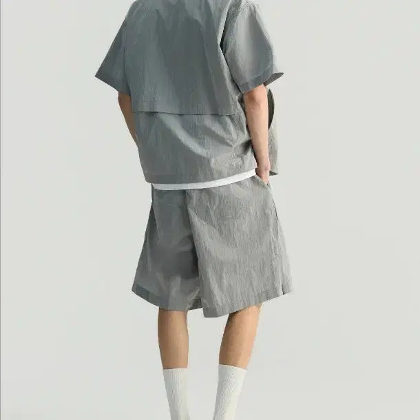 [BUNJANG] IRO Metal Nylon Ventil Short Sleeve Shirt and Shorts Set / IRO 메탈나일론벤틸 반팔셔츠 셋업