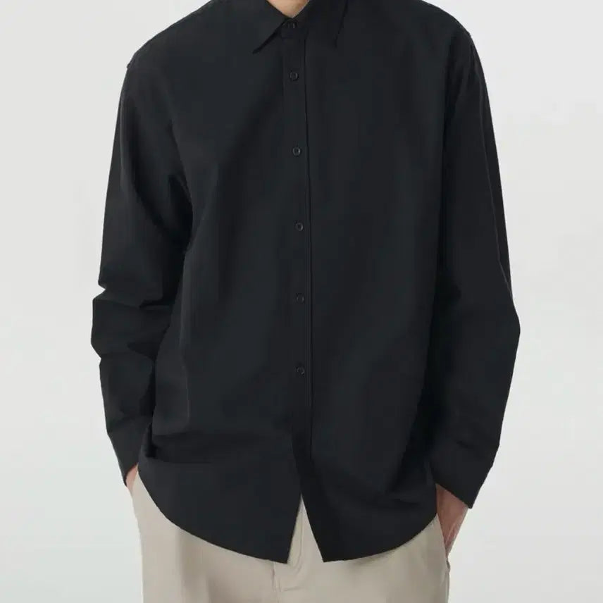 [BUNJANG] Matinhandard Relaxed Fit Oxford Shirt - Black / 무탠다드 / 릴렉스 핏 옥스포드 셔츠_논 포켓 [블랙]