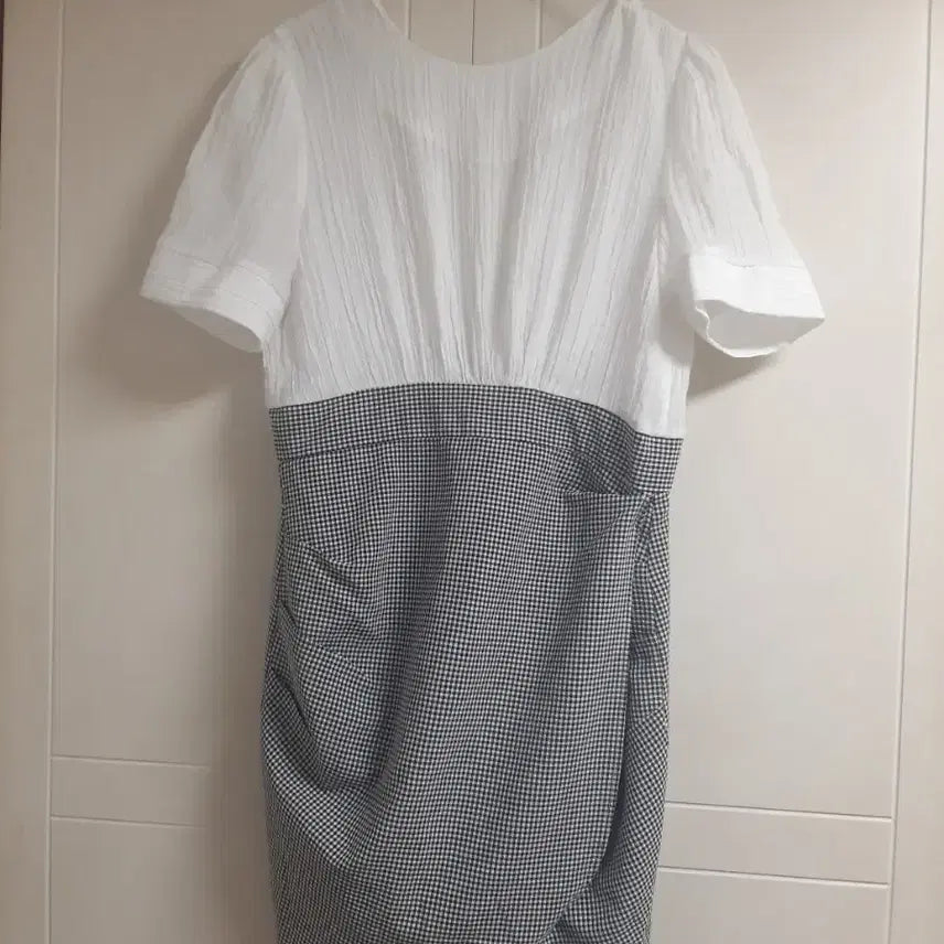 [BUNJANG] Wrinkle Material Check Wrap Skirt Dress / 링클소재 체크 랩스커트 원피스