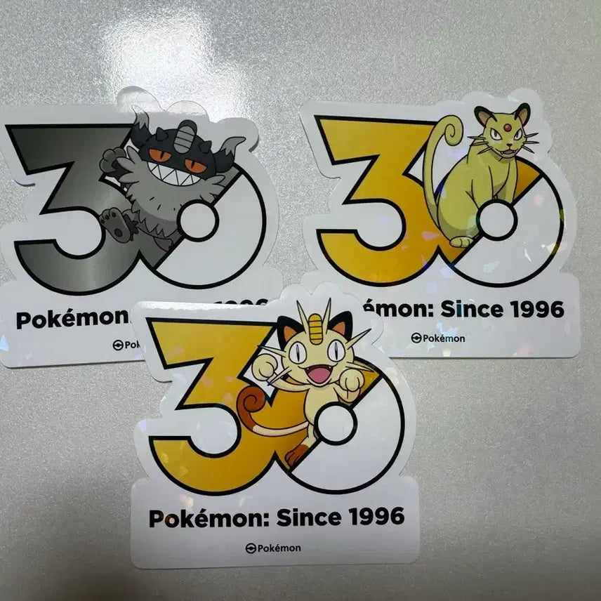 [BUNJANG] Pokemon 30th Anniversary Logo Sticker Set (Meowth, Persian, Ninetales) / 포켓몬 30주년 로고스티커 나옹 페르시온 나이킹 세트