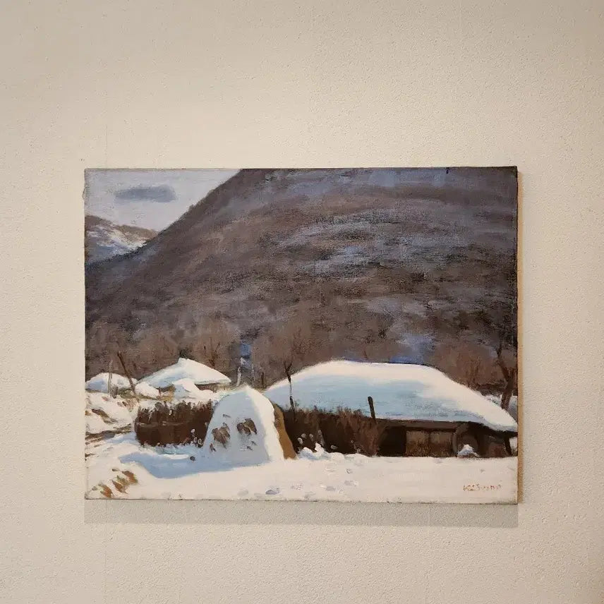 [BUNJANG] Kim Ki-jung "Winter Landscape" Oil Painting / [소장가치] 원로작가 김기정 화백의 서정적인 설경 유화 시간이 멈춘 듯