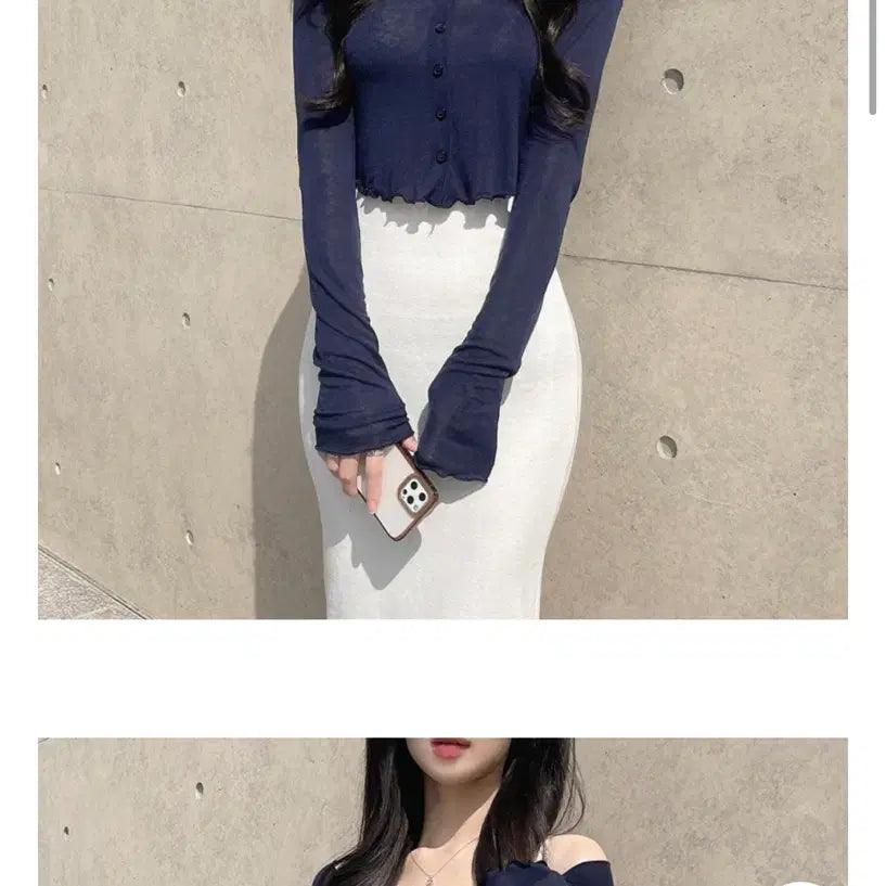 [BUNJANG] Tencel See-Through Slim Relaxed Fit Crop Cardigan - Black / 텐셀 시스루 슬림루즈핏  크롭가디건 블랙