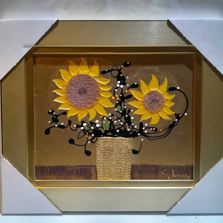 [BUNJANG] Oil Painting Sunflower with Gold Frame / 유화 해바라기 그림 액자 골드 프레임