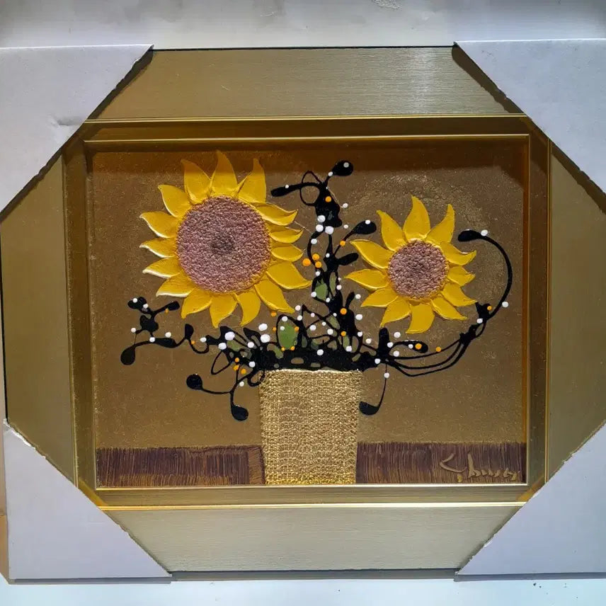 [BUNJANG] Oil Painting Sunflower with Gold Frame / 유화 해바라기 그림 액자 골드 프레임