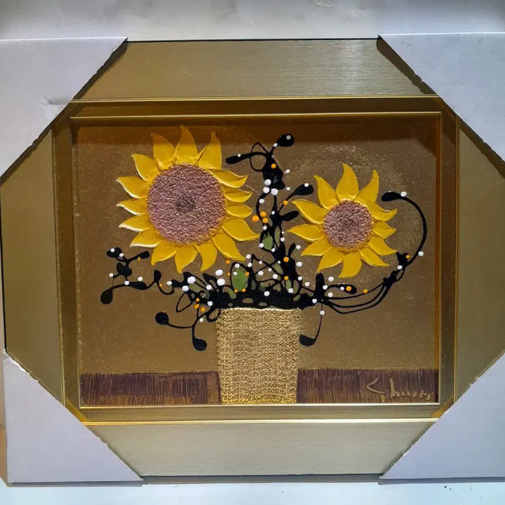 [BUNJANG] Oil Painting Sunflower with Gold Frame / 유화 해바라기 그림 액자 골드 프레임