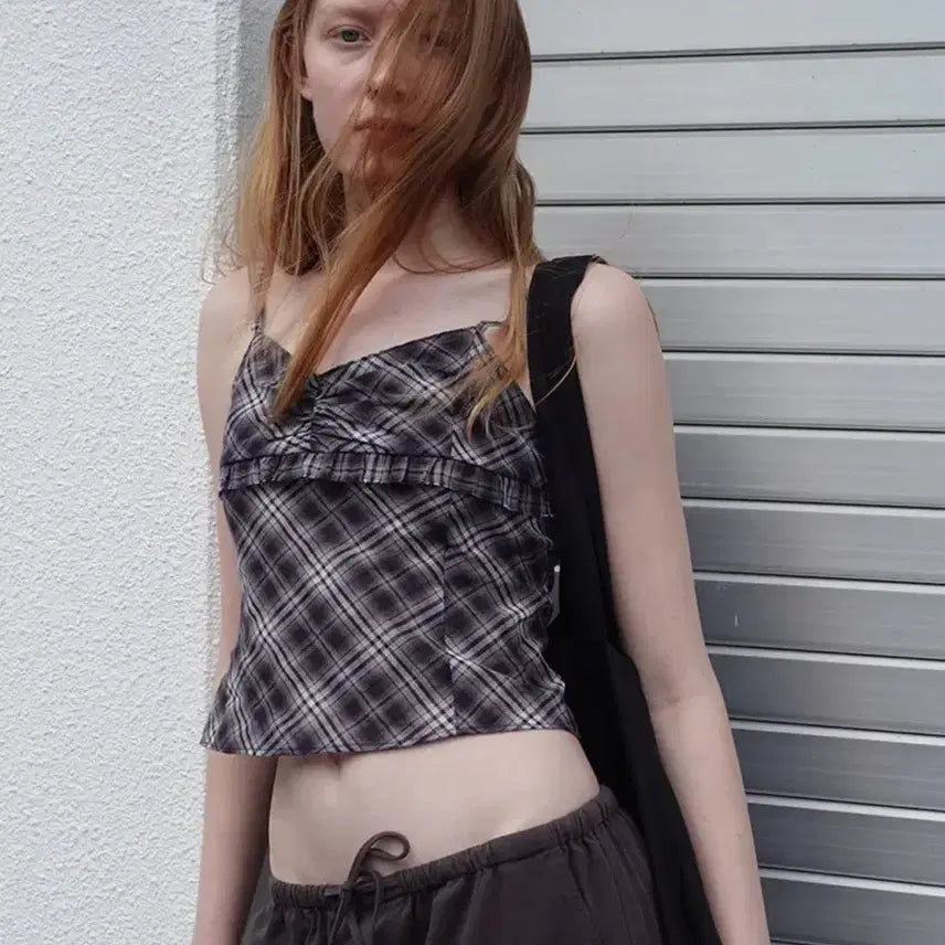 [BUNJANG] Kijun Check Camisole / 기준 kijun 체크 캐미솔