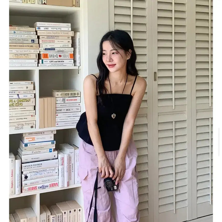 [BUNJANG] Black Sleeveless Bustier Blouse / 지그재그 여름 블랙 슬리브니스 블라우스 뷔스티에