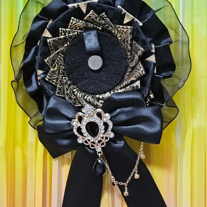 [BUNJANG] Handmade Ita Bag Brooch Ribbon Rosette - Black / (추가금X) 수제 주문제작 이타백 리본 로제트 브로치 ㅡ 블랙
