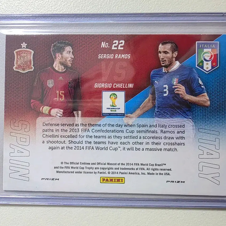 [BUNJANG] 2014 Panini Prizm World Cup Sergio Ramos &amp; Giorgio Chiellini Silver Matchup Card / 2014 파니니 프리즘 월드컵 라모스 &amp; 키엘리니 실버 이탈리아 스페인