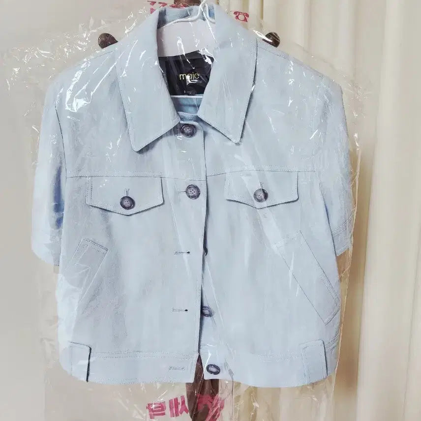 [BUNJANG] Maje 2023 Linen Short Sleeve Jacket Sky Blue Size 2 / 23년 마쥬 MAJE 린넨 반팔 자켓 2사이즈 스카이블루 상태최상