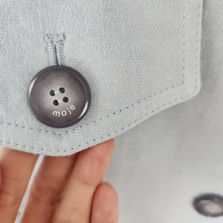 [BUNJANG] Maje 2023 Linen Short Sleeve Jacket Sky Blue Size 2 / 23년 마쥬 MAJE 린넨 반팔 자켓 2사이즈 스카이블루 상태최상