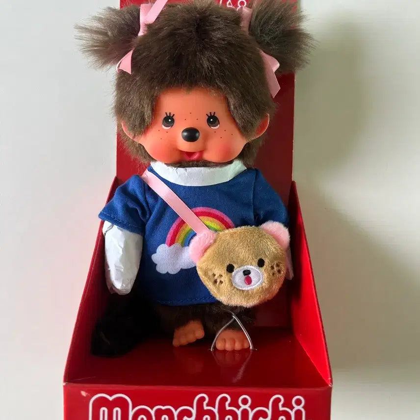 [BUNJANG] Monchhichi Bear Bag Plush Doll (European Edition) / 곰돌이 가방 양갈래 몬치치