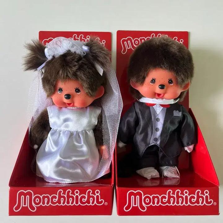 [BUNJANG] Monchhichi Groom &amp; Bride Wedding Set / 몬치치 신랑 신부 웨딩 세트