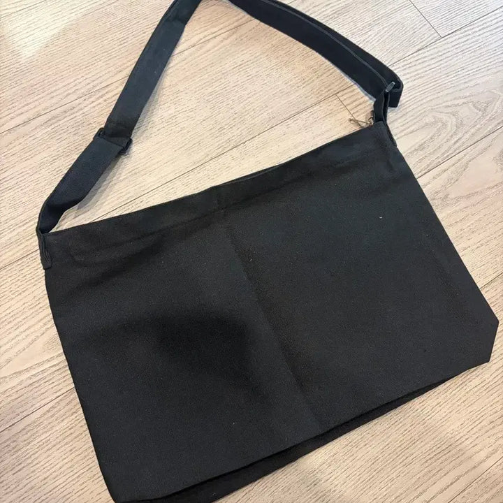 [BUNJANG] Black Canvas Eco Bag Shoulder Bag / 검정색 캔버스 에코백 숄더백