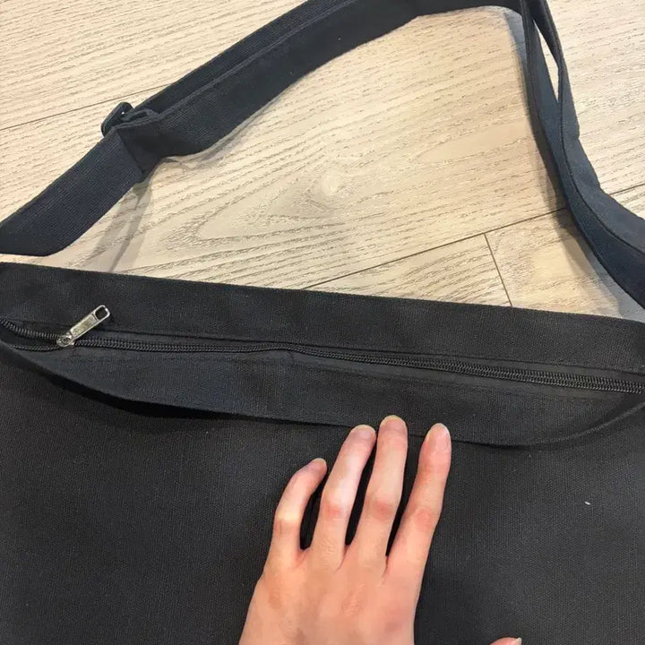 [BUNJANG] Black Canvas Eco Bag Shoulder Bag / 검정색 캔버스 에코백 숄더백