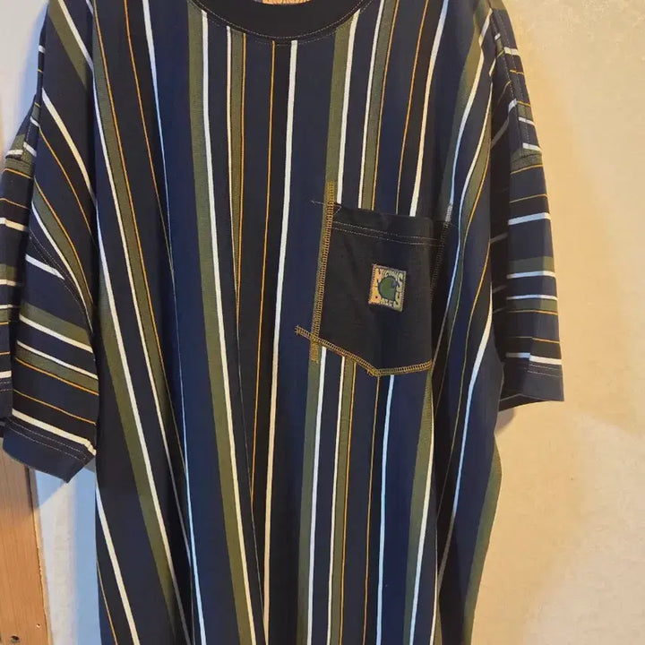 [BUNJANG] Carhartt Nicholas Daily Stripe T-Shirt Blue L / 칼하트 니콜라스 데일리 스트라이프 티셔츠 블루 L사이즈