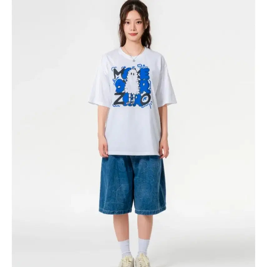 [BUNJANG] Moyou Moyou Cloud Oversized Short-Sleeve T-Shirt White / 새상품) 모즈모즈 클라우드 오버핏 반팔 화이트 티셔츠