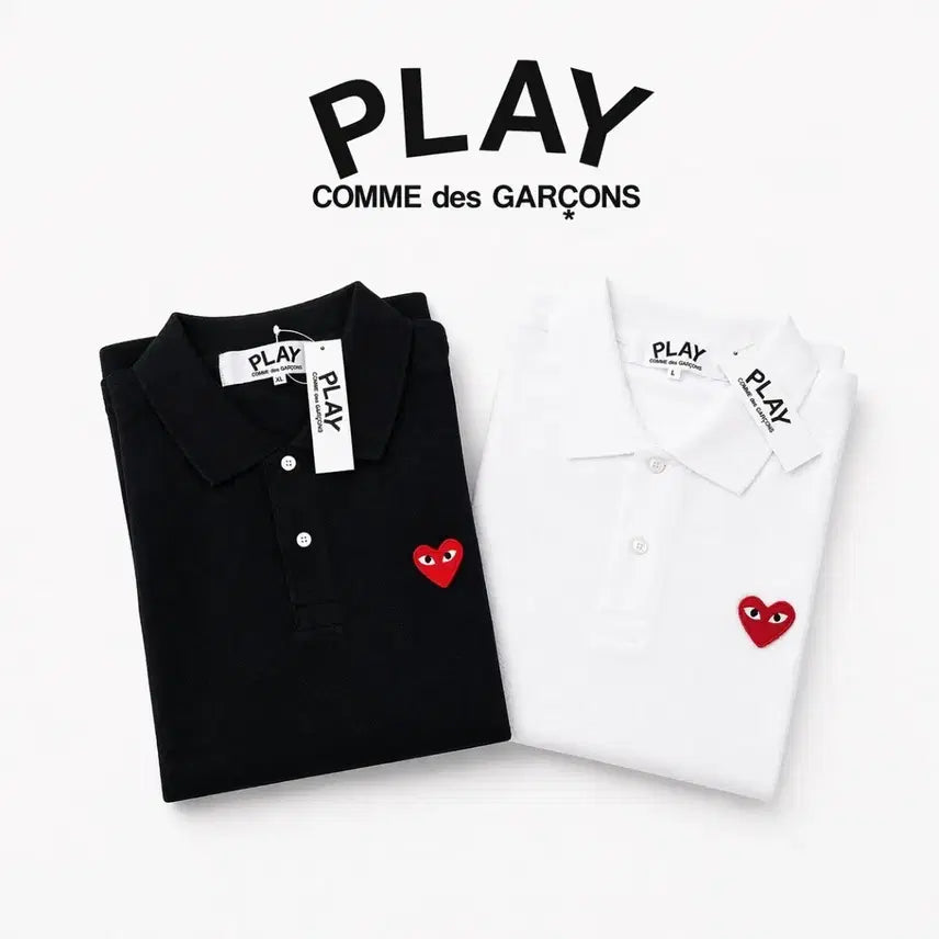 [BUNJANG] Comme des Garçons PLAY Black/White Unisex Short Sleeve Polo T-Shirt / 꼼데가르송 PLAY 카라 반팔티/남여공용, 블랙/화이트