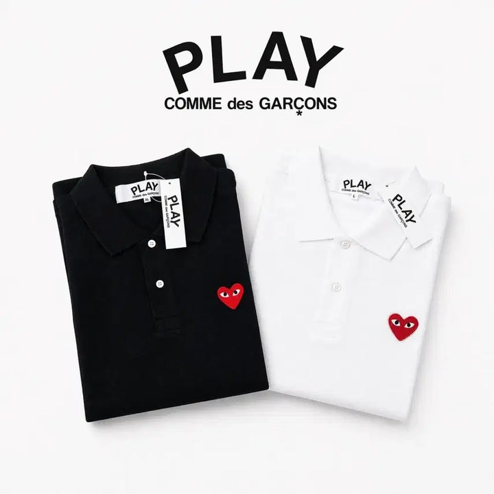 [BUNJANG] Comme des Garçons PLAY Black/White Unisex Short Sleeve Polo T-Shirt / 꼼데가르송 PLAY 카라 반팔티/남여공용, 블랙/화이트