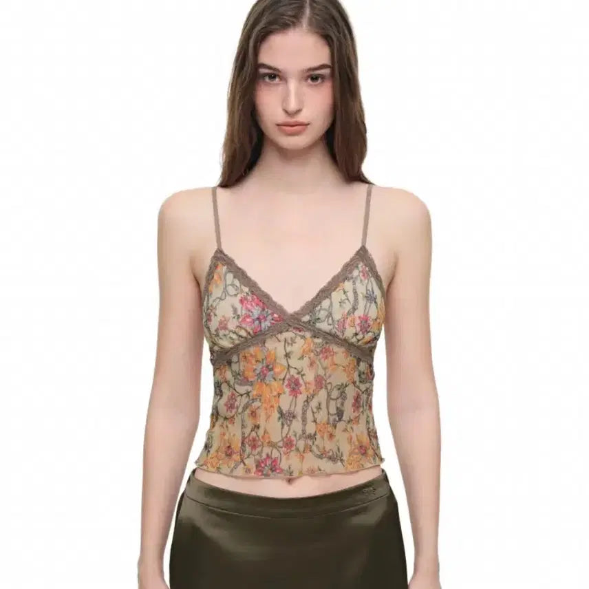 [BUNJANG] Too Much Tax Metallic Floral Lace Camisole Yellow / 투머치택스 메탈릭 플로럴 레이스 나시 옐로우