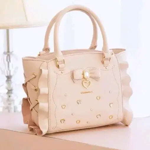 [BUNJANG] Side Lace-Up Ribbon Bejeweled Mini Bag / 급전 사만사베가 사이드 레이스업 리본 비쥬 미니 가방