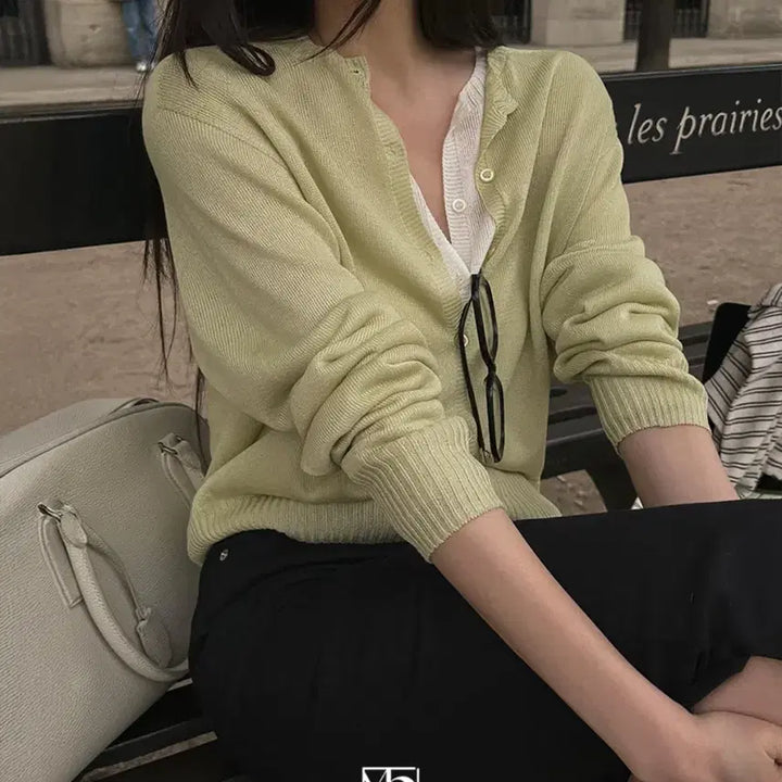 [BUNJANG] Monday Off Plain Air Summer Cardigan Lime / (먼데이오프/새상품/2.9만원)made. 플레인 에어 썸머 가디건 라임