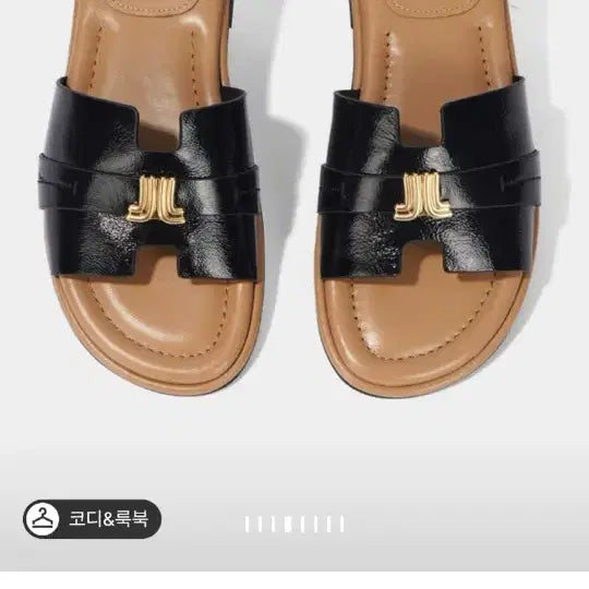 [BUNJANG] Lanvin Collection Gold Logo Leather Slides / LANVIN COLLECTION 골드 로고 레더 슬라이드 230