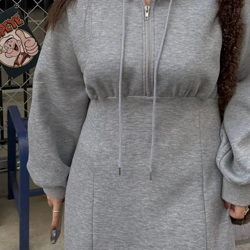 [BUNJANG] J Style Brushed Fleece Long Hooded Dress / 제이스타일 기모 후드롱원피스
