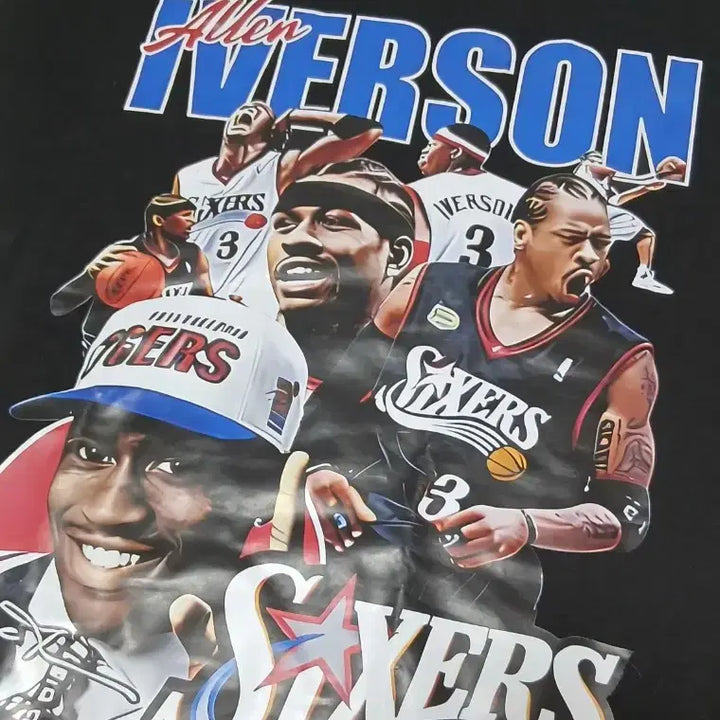 [BUNJANG] Allen Iverson Sixers T-Shirt Black 2XL / (새제품) 앨런 아이버슨 식서스 반팔 전사프린팅 티셔츠 2XL 블랙