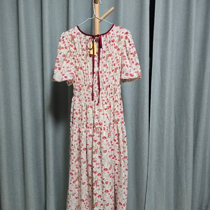 [BUNJANG] Flower Chiffon Dress - Ivory / 새상품) 플라워 쉬폰 원피스 아이보리