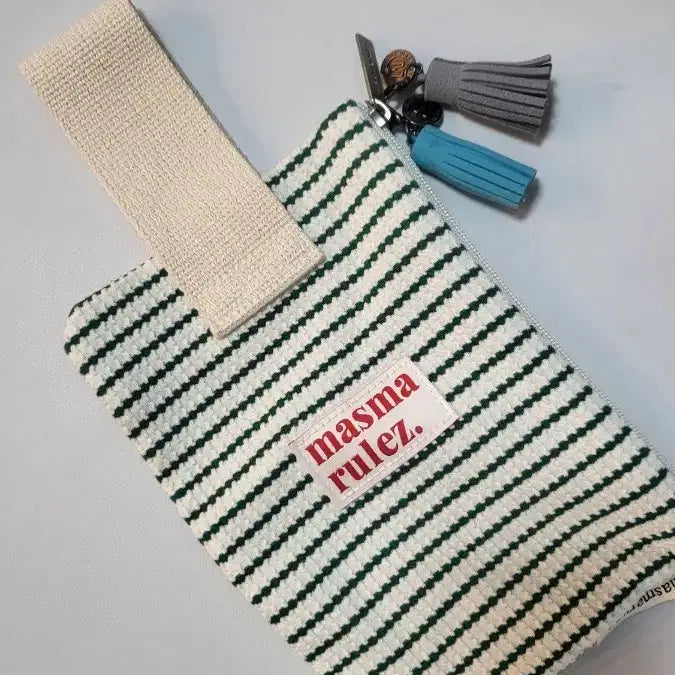 [BUNJANG] MASMARULES Stripe Pouch with Tassel Keychain / 마스마룰즈 파우치 스트라이프