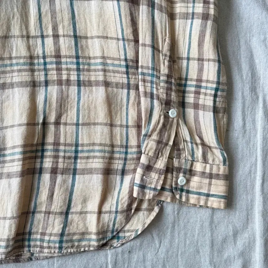 [BUNJANG] Polo Ralph Lauren Linen Beige Check Shirt S / 폴로랄프로렌 린넨 베이지 체크셔츠 S