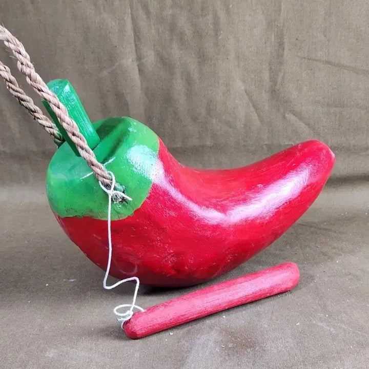 [BUNJANG] Natural Wood Chili Pepper Shaped Wooden Bell / 천연목으로 만든 청량고추 목탁 민속품