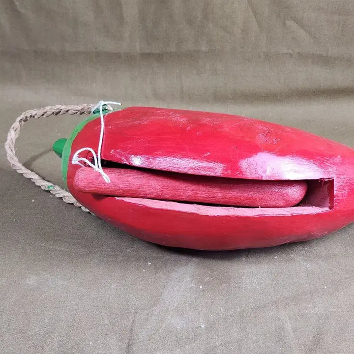 [BUNJANG] Natural Wood Chili Pepper Shaped Wooden Bell / 천연목으로 만든 청량고추 목탁 민속품