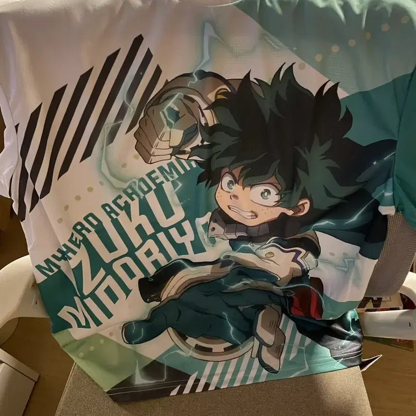 [BUNJANG] My Hero Academia Izuku Midoriya Color Ful Short Sleeve T-Shirt / 나히아 미도리야 이즈쿠 컬러 풀 반팔 티셔츠