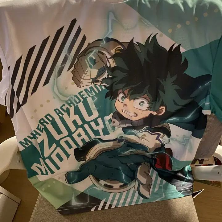[BUNJANG] My Hero Academia Izuku Midoriya Color Ful Short Sleeve T-Shirt / 나히아 미도리야 이즈쿠 컬러 풀 반팔 티셔츠