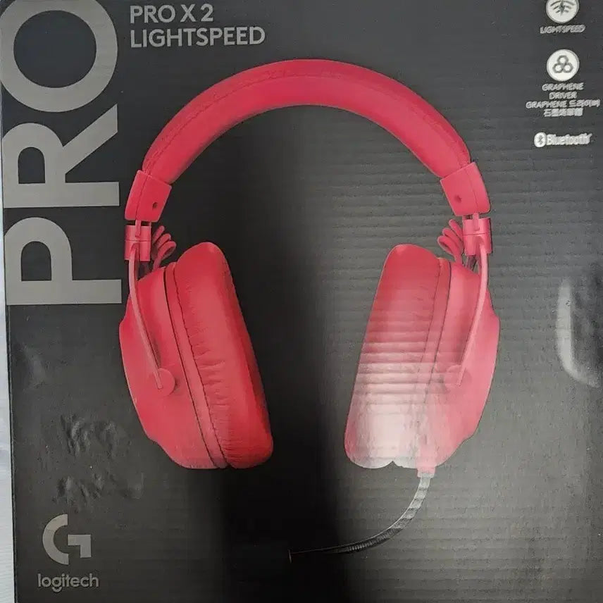[BUNJANG] Logitech PRO X 2 LIGHTSPEED Headset Pink + Pouch, Velvet Earcup Set / 로지텍 PRO X 2 LIGHTSPEED 헤드셋 핑크 + 파우치, 벨벳