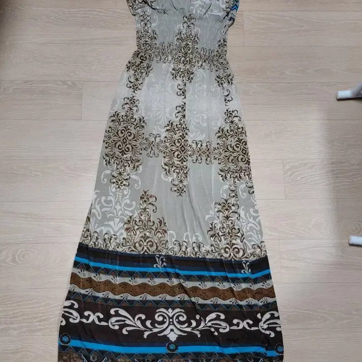 [BUNJANG] Bohemia Ethnic Lace See-through Shirring Beach Maxi Dress / 보헤미아 에스닉 레이스 시스루 셔링 해변 롱원피스